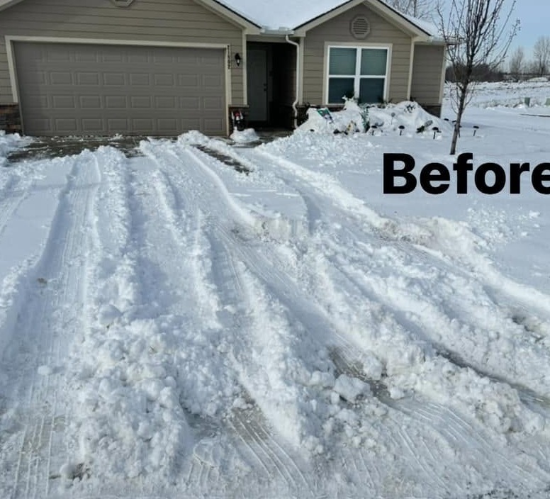 Snow-covered driveway before plowing